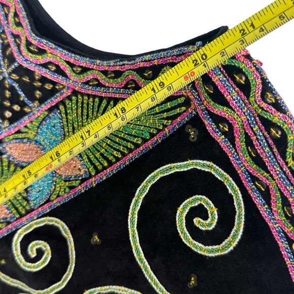 Carol Horn Workshop Boho Sequins Velvet Metallic Quilted One Size - Picture 5 of 8